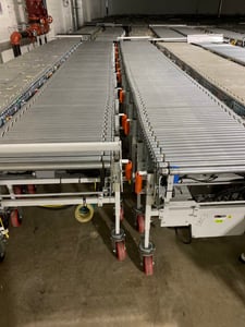 30" wide x 40' long, Roach 40' Flexible Power Roller Conveyor