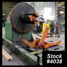 10000 lb. American Steel Line #1000, uncoiler w/ coil car, 24" width, 18"-21" ID, 3-arm hydraulic expansion