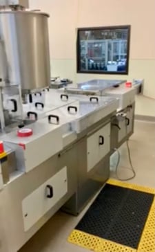 Sarong #SAAS-6-AP, suppository filler & seal, 12000 units/hour, 65 mm width film, 0.5mL-3.6mL, 80 L tank