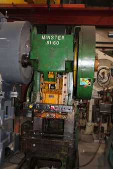 60 Ton, Minster #B1-60, hi-speed C-frame press, 3" stroke, s/n 15300, remanufactured, #1440