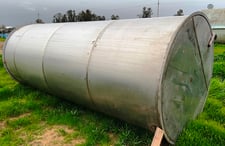 2400 gallon Stainless Steel single wall storage tank, 5' 6" dia. x 14' H, cone top, flat bottom