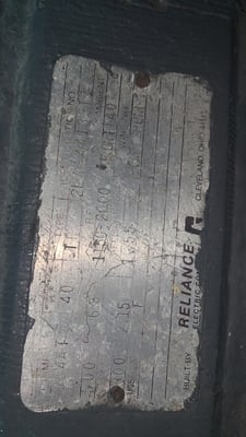 40 HP 1150/2000 RPM Reliance, Frame 364AT, 500 VA, 300 VF