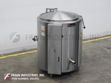 100 gallon Groen #EE-100, 304 Stainless Steel electric kettle, 32" x 32", lift up cover, 36 KW heating