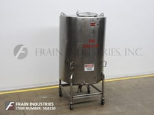 500 gallon Perma San Stapco Stainless, 304 Stainless Steel single wall tank, 48" diameter x 67" straight