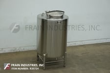 2000 gallon Heritage Equipment Co. #BC-CIP200, 304 Stainless Steel tank, 38" diameter x 48" deep, mounted on