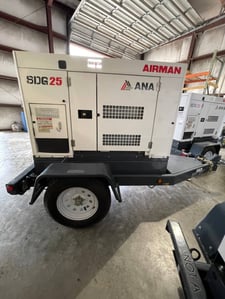 22 KW Airman #SDG25S, Trailer Mounted, Tier 4, sound attenuated enclosure, 120/240/208/277/480 Volts, 32