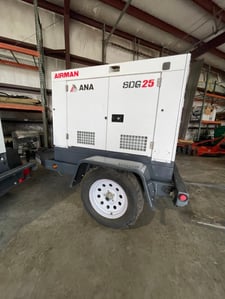 22 KW Airman #SDG25S, Trailer Mounted, Tier 4, sound atternuated enclosure, 120/240/208/277/480 Volts, 858