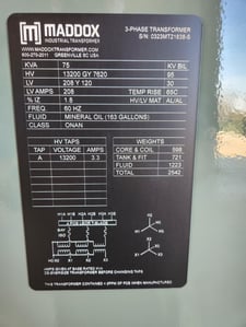 75 KVA 13200GY/7620 Primary, 208Y/120 Secondary, Padmount Transformer, Ready To Ship