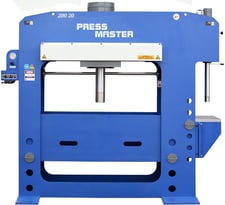 200 Ton, Press Master #HFP-200/20MWH, H-frame hydraulic press, 20" stroke, 39.25" DL, 8" throat, 12" bore