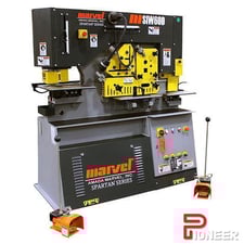 4" x 4" x 3/8" Marvel Amada #Spartan-MSIW60D, ironworker, 60 Ton, 10" throat depth, 2-5/16" stroke