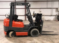 5000 lb. Toyota #42-6FGCU25, forklift, 80" lift, Toyota engine, 4 cylinders, LP gas fuel, 1998