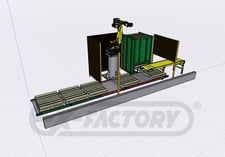 Fanuc, 165, Robotic Palletizing System, R-2000iA Controller, 5' x 24" belt conveyor, 10' Pallet Conveyor