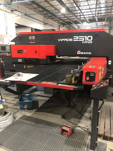 22 Ton, Amada #Vipros-2510, CNC turret punch, 31 station, 3 automatic index, Fanuc 18P, 3 work clamps, 2000