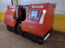 21" x 21" Amada #HFA-530-CNC, automatic horizontal bandsaw, 21'10" x 0.063" x 2-5/8" blade, 50-394 FPM, vise