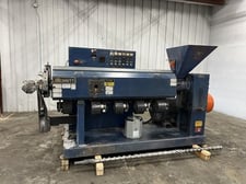 3" Merritt extruder, 75 HP, vented belt driven w/14:1 gear box ratio, 125 RPM, 5 barrel zones