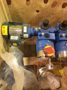 Lewa #LDB3, Metering pump, Size M910S/52, Flow 4.13, S/N 261787, Baldor motor, 1 HP, 1765 RPM