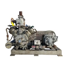 5 HP Mycom N4B, 4-Cylinder Reciprocating Compressor Package, Belt Drive, 230/460 V, 1200 RPM, 470 psig