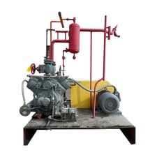 60 HP Mycom N4WB, 4-Cylinder Reciprocating Compressor Package, Belt Driven, 230/460 V, 1200 RPM, 470 psig