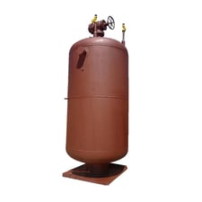 2500 gallon E.L. Nickell 26128, Vertical Ammonia Receiver, 80" diameter x 114.5" L Tank, 150 Psi Max at 650 F