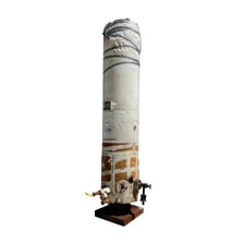 505 gallon H.A. Phillips & Co, Vertical Ammonia Receiver, 32" diameter x 150" L Tank, 250 PSIG @ 650 F, 1990