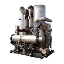 Enders Process Equipment Corp., 2 stage wastewater evaporator, Micro control panel, 15 HP Baldor motor, 1991