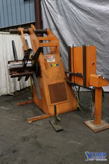 10000 lb. Coil reel, motorized, 20" width, 72" outside dimensions, 18"-25" ID, 26" back plate, 8 keepers