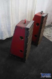 12" x 36" x 18-1/2" Giddings & Lewis T-slotted angle plates, cast iron construction, #75520