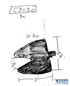 Acute angle die, 10' x 3" x 1" opening, #58630