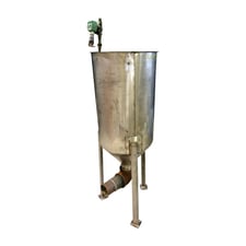 30 gallon Stainless Steel Cone Bottom Tank, 7.75" diameter x 28" H sidewall