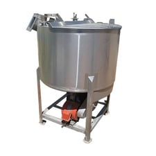 100 gallon Stainless Steel Holding Tank with Discharge Pump, 39" diameter x 19" H straight wall
