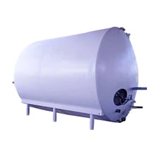 3500 gallon Stainless Steel Horizontal Jacketed Tank, 1.5 HP, 1740 RPM, 50% cold wall, 15" diameter Agitator