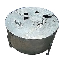 40 Gallon Stainless Steel Tank, Three-piece cover, 2" diameter pipe