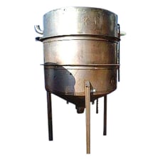 150 gallon Tank Stainless Steel, Flat sealed top, cone shaped bottom, (3) 40" legs