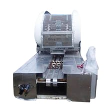 Meyer Akron, " Hawk" Uncaser, 64 CPM, 13" max product width, 21-1/2" H infeed, 51-1/2" H exit