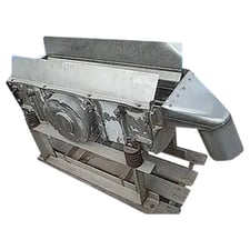 Stainless Steel Vibrating Conveyor, 4 springs, 36-1/2" L x 12" W" port on top inlet, 4" port on bottom & 6"