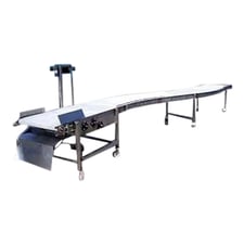 31" wide x 24' long, S-Shaped Stainless Steel Frame Transfer/Accumulation Conveyor, 2 HP, 32" inlet/outlet H