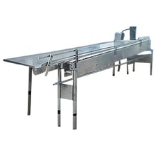 Stainless Steel Table Top Conveyor Extension with Work Table, 75 HP, 120" L x 21" width work table, 1-5/8"