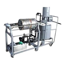 12" Ogden mobile filter press, (9) 12" dia filter plates, (10) dividers, mixing tank w/flip open lid & float