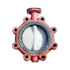 6" Butterfly valves, (8) flange holes, 5/8" hole diameter, opposite 3-5/8" in, adjacent 9-5/8" in