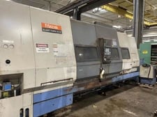 Mazak #Slant-Turn-450, Mazatrol Fusion 640T, 28" swing, 20" chuck, 7.1" bore, chip conveyor, 2001