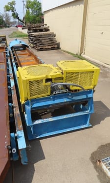 24" wide x 23' long, Renold #12MFH, vibrating pan conveyor, on heavy duty frame