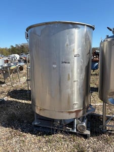 500 gallon Stainless Steel tank, 52" dia x 58" straight side, open top, flat bottom, 4 baffles