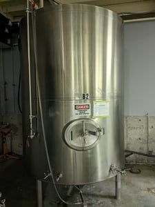 1860 gallon Ripley Stainless 60 BBL Brite tank, Stainless Steel construction, 20 psi, 2000