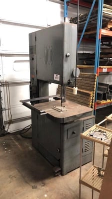 24" x 10" Grob #NS24, vertical band saw, 1 HP, 1" width blade, S/N 1936