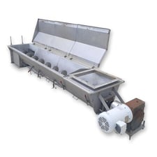 11" diameter x 10' long, stainless steel industrial food grade screw auger, 3 HP, 45 RPM, 18" inlet &