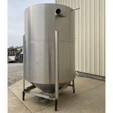 Stainless Steel Dry Storage Bin Hopper, 200 cu.ft. 6' diameter x 92" vertical side, 20" diameter discharge