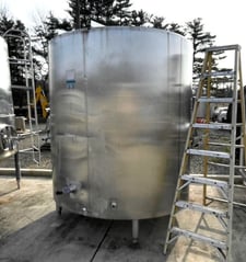 1500 gallon Mueller, Jacketed Stainless Steel Tank, 6' 4" diameter x 7' T/T, 90 psi @ 300 F jacket, 2" side