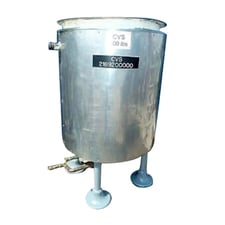 100 gallon Stainless Steel Processor, 30" diameter x 36" H inside dim., 1-1/4" inlet jacket, 1-3/4" outlet