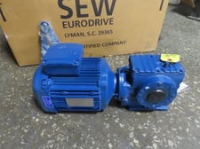 2 HP, SEW-Eurodrive, gear reduced drive, 230/460 Volts, 3-phase, 7.28:1 ratio, new