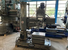 4' -13" Ikeda #RM1175, radial arm drill, power elevation & clamping, 18" x26.5" box table, 1994
